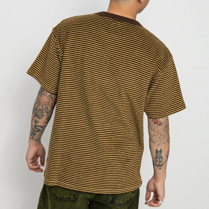 POLAR SKATE TERRY STRIPE TEE BROWN