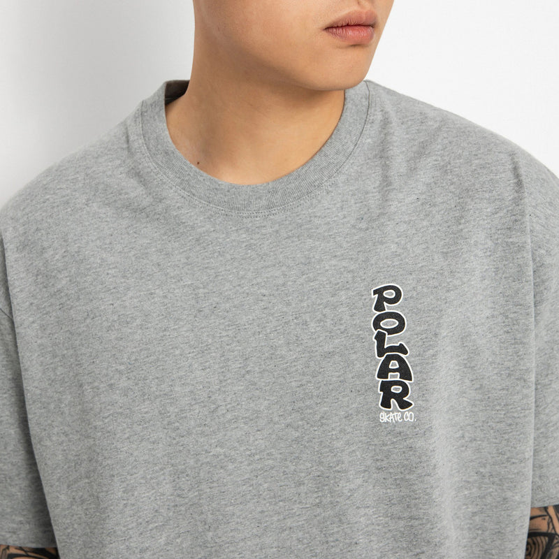 POLAR SKATE VERTICAL LOGO TEE HEATHER GREY