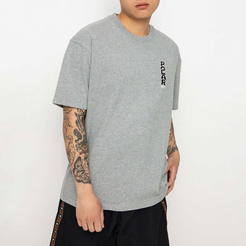 POLAR SKATE VERTICAL LOGO TEE HEATHER GREY