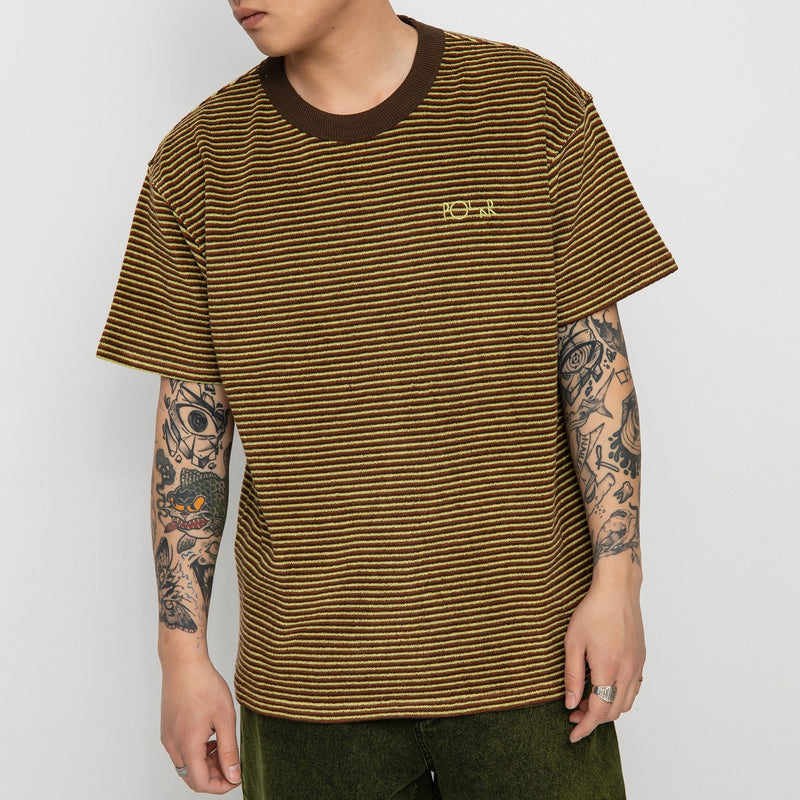 POLAR SKATE TERRY STRIPE TEE BROWN