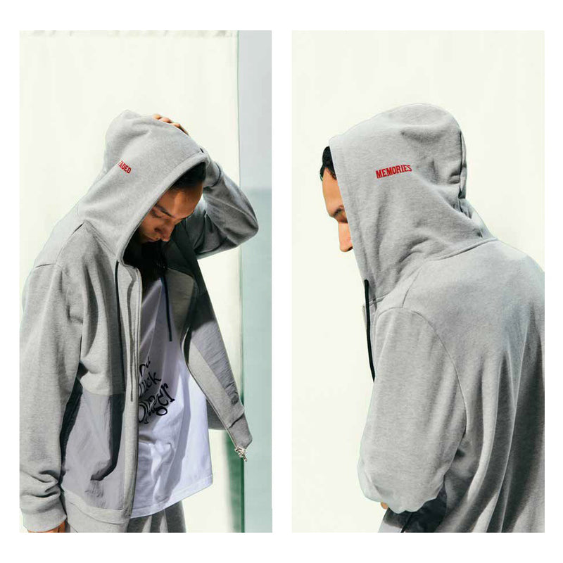 TEE LIBRARY FADED MEMORIED ZIP-UP HOODIE MELANGE