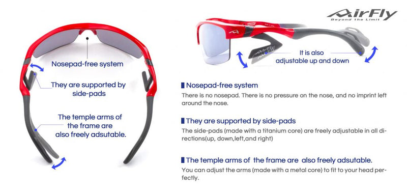 AIRFLY AF-301 C-6BK PHOTOCHROMIC SUNGLASSES RED