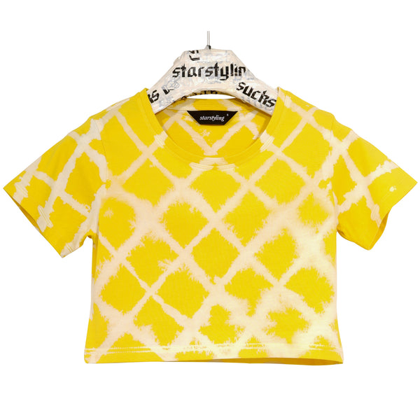 STARSTYLING FENCE CROPPED T-SHIRT YELLOW