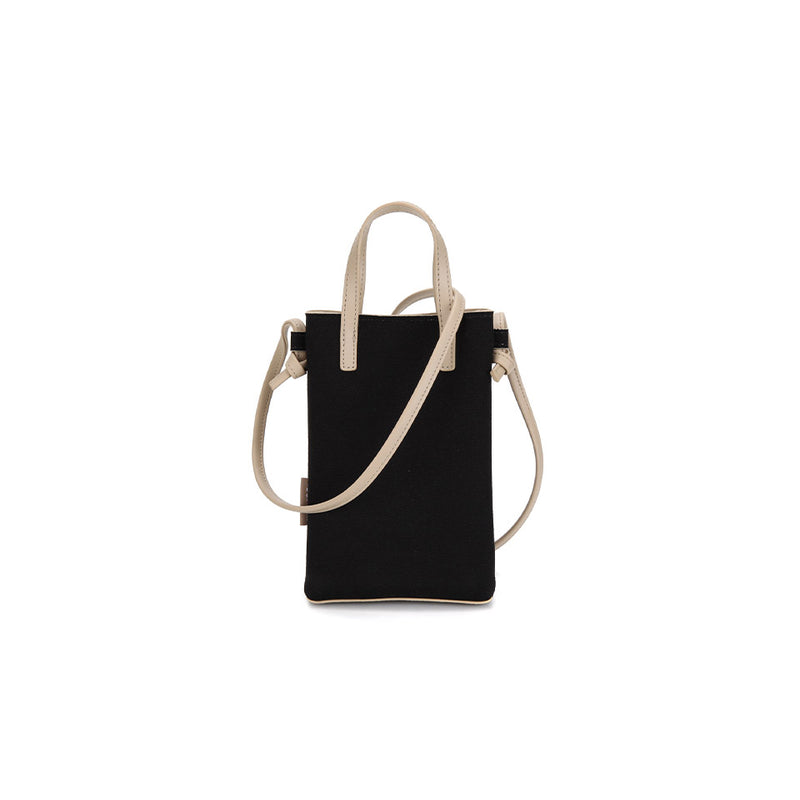 KANGOL DUO CANVAS MINI CROSS BAG BLACK