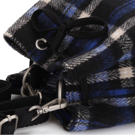 KANGOL CHECKER II BUCKET BAG NAVY