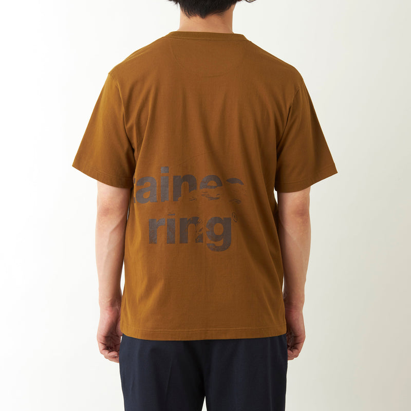 WHITE MOUNTAINEERING MOUNTAIN PATTERN WM LOGO PRINTED T-SHIRT BROWN