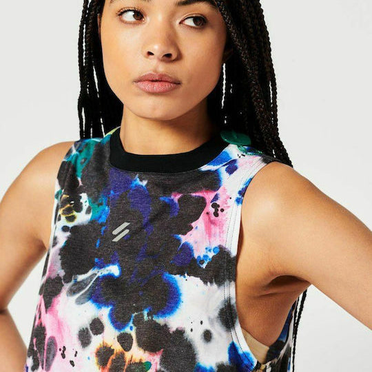 SUPERDRY RUN CROPPED LOOSE VEST ABSTRACT INK MID SCALE
