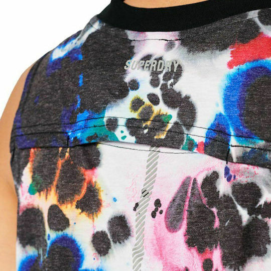 SUPERDRY RUN CROPPED LOOSE VEST ABSTRACT INK MID SCALE
