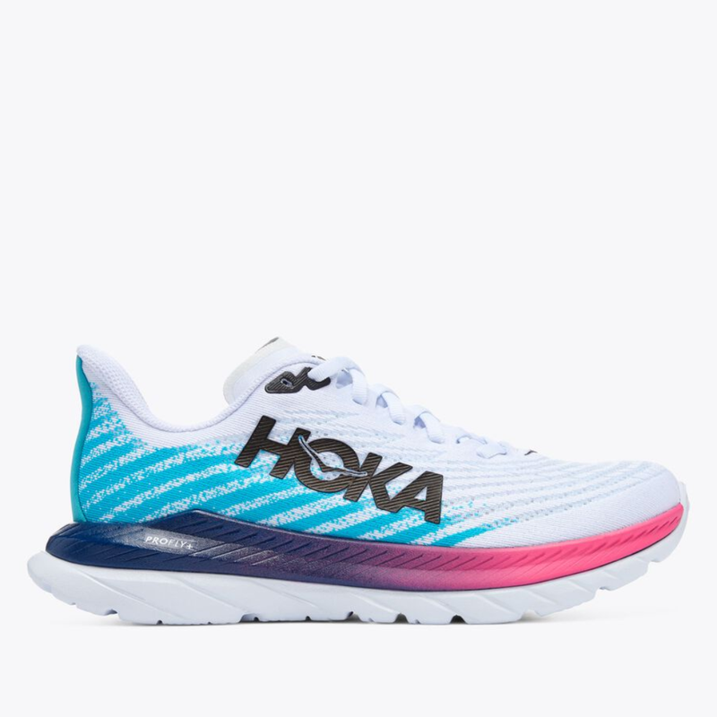 HOKA ONE ONE MEN MACH 5 WHITE / SCUBA BLUE