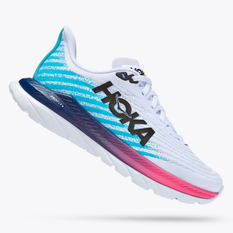 HOKA ONE ONE MEN MACH 5 WHITE / SCUBA BLUE