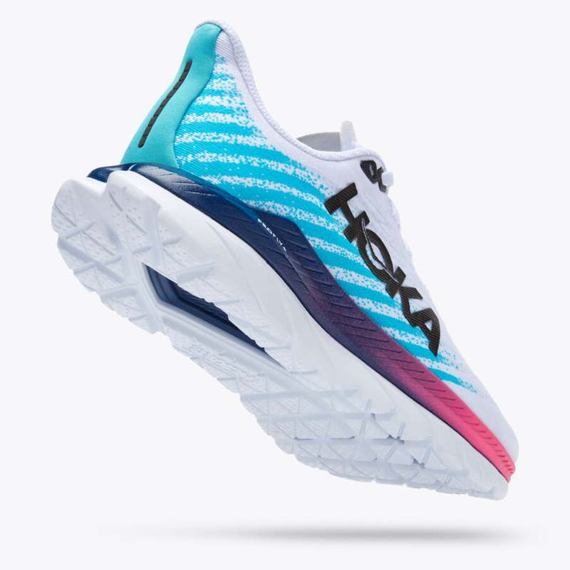 HOKA ONE ONE MEN MACH 5 WHITE / SCUBA BLUE
