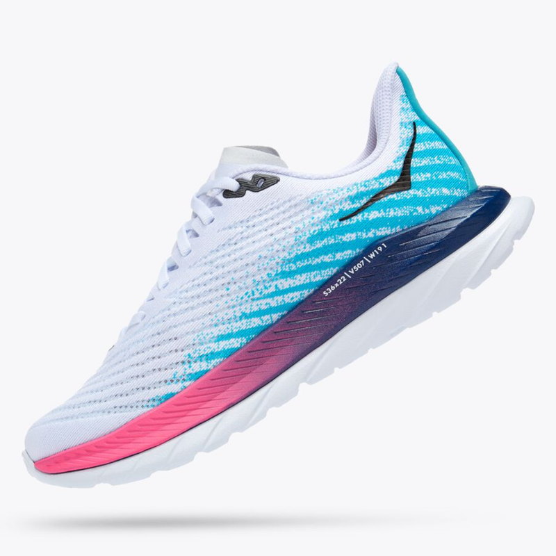 HOKA ONE ONE MEN MACH 5 WHITE / SCUBA BLUE