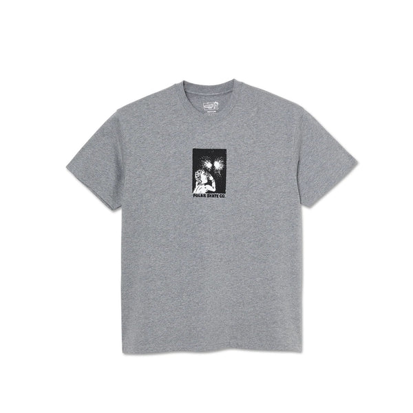 POLAR SKATE FIREWORKS TEE HEATHER GREY