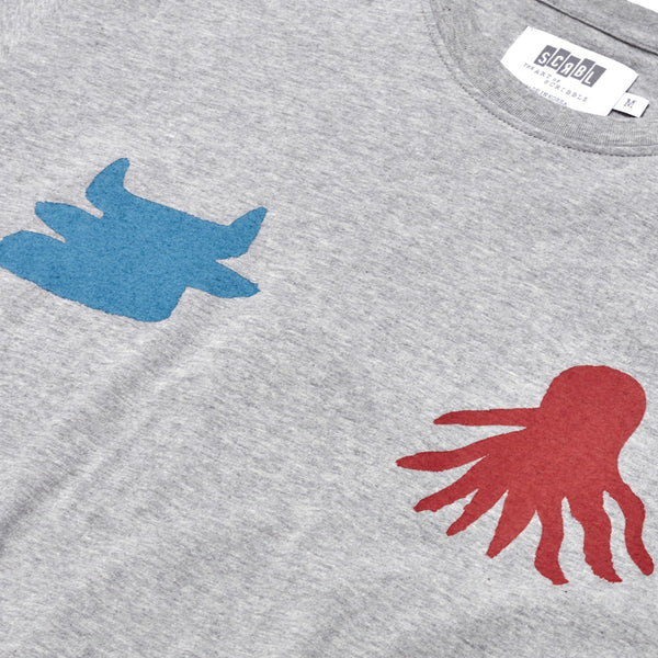ART OF SCRIBBLE SILHOUETTE SHORT SLEEVE T-SHIRT GREY