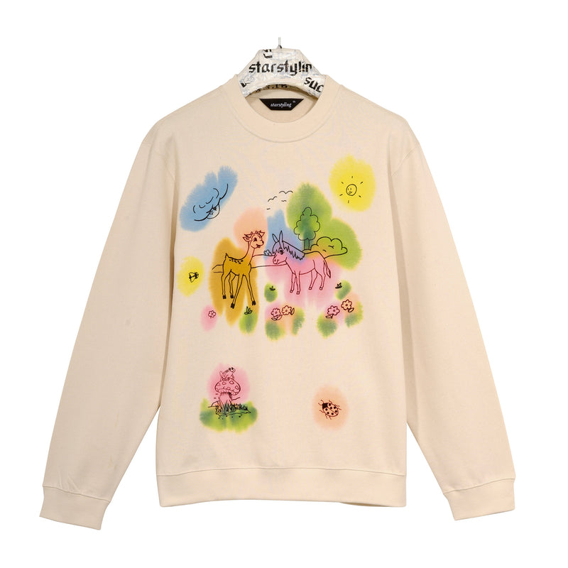 STARSTYLING CREATOR SWEATER NATURAL/MULTI HANDPRINTED