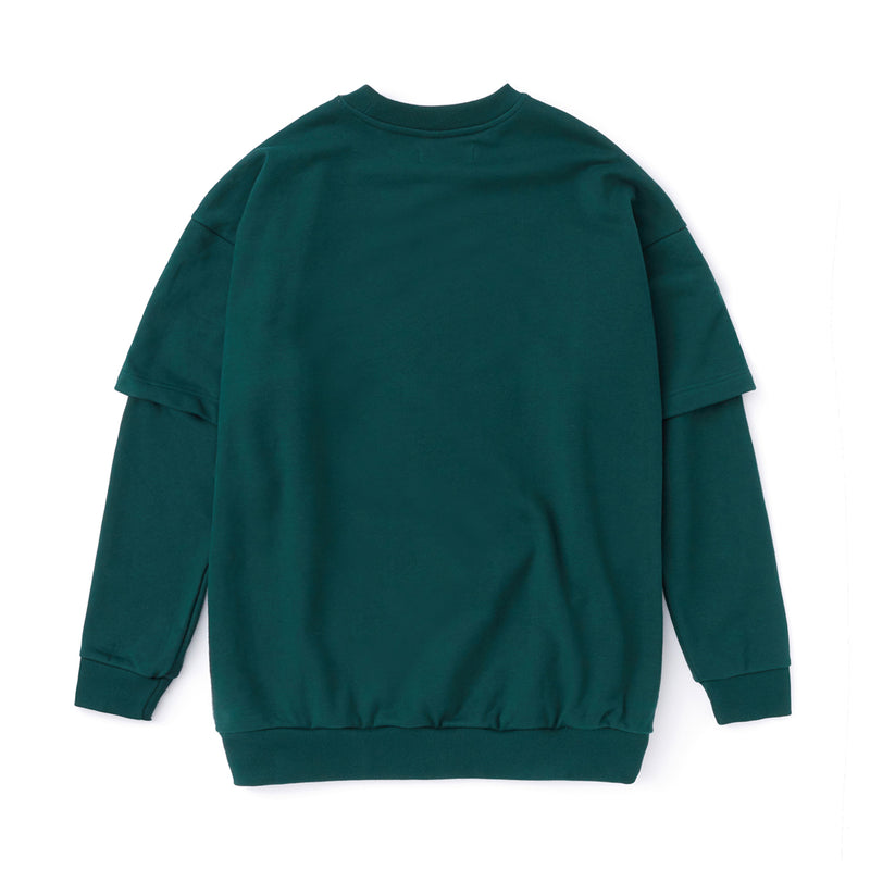 TEE LIBRARY M & F LAYERED SLEEVE SWEATSHIRT KHAKI