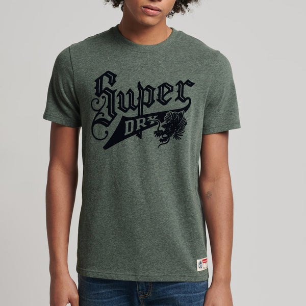 SUPERDRY VINTAGE SCRIPT STYLE COLLEGIATE TEE RICH CHARCOAL MARL