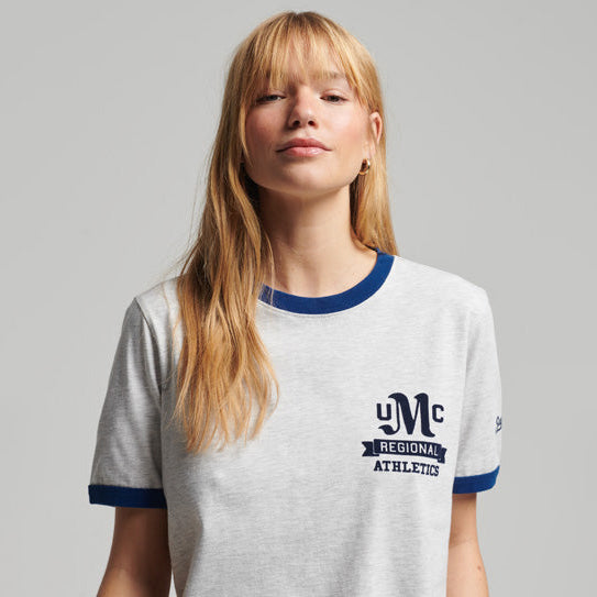 SUPERDRY VINTAGE ATHLETIC RINGER TEE GLACIER GREY MARL