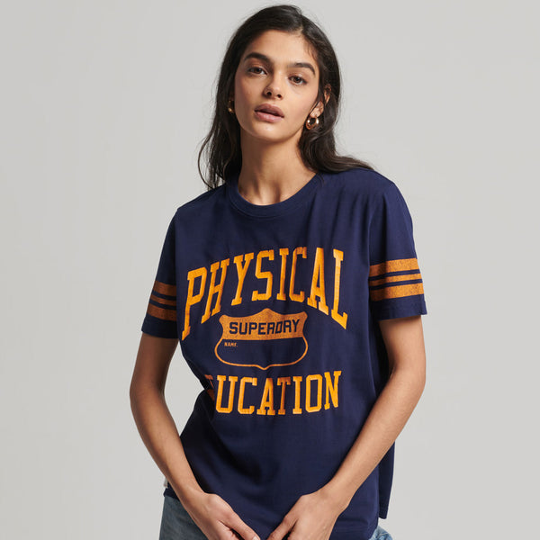 SUPERDRY VINTAGE ATHLETIC STRIPE TEE RICH NAVY