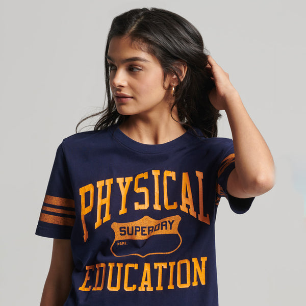 SUPERDRY VINTAGE ATHLETIC STRIPE TEE RICH NAVY